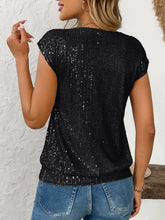 Load image into Gallery viewer, Sequin V-Neck Cap Sleeve Top