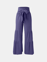 Load image into Gallery viewer, Tied Ruched Wide Leg Pants