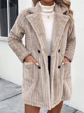 Load image into Gallery viewer, Fuzzy Button Up Long Sleeve Coat with Pockets