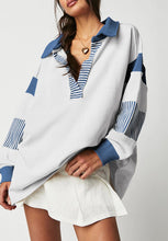 Load image into Gallery viewer, Color Block Johnny Collar Long Sleeve Sweatshirt