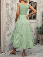 Load image into Gallery viewer, Smocked Scoop Neck Sleeveless Tank Dress