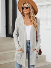 Load image into Gallery viewer, Pocketed Open Front Long Sleeve Cardigan