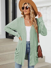 Load image into Gallery viewer, Pocketed Open Front Long Sleeve Cardigan
