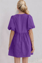 Load image into Gallery viewer, Oh Bow Ruched Puff Sleeve Mini Dress