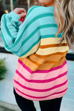 Load image into Gallery viewer, Contrast Striped Round Neck Long Sleeve Knit Top