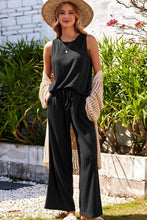 Load image into Gallery viewer, Waffle-Knit Round Neck Tank and Pants Set