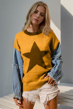 Load image into Gallery viewer, Double Take Full Size Star Pattern Raw Edge Long Sleeve Sweater