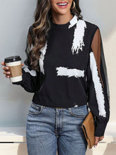 Load image into Gallery viewer, Mock Neck Mesh Long Sleeve Blouse