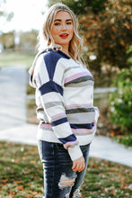 Load image into Gallery viewer, Plus Size Striped Long Sleeve Hooded Sweater