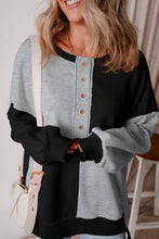 Load image into Gallery viewer, Color Block Half Button Long Sleeve Sweatshirt