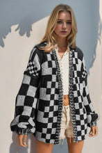 Load image into Gallery viewer, Double Take Full Size Open Front Checkered Drop Shoulder Cardigan