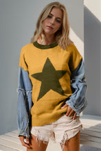 Load image into Gallery viewer, Double Take Full Size Star Pattern Raw Edge Long Sleeve Sweater