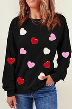 Load image into Gallery viewer, Valentine's Day Contrast Heart Long Sleeve Sweatshirt