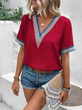 Load image into Gallery viewer, Full Size V-Neck Short Sleeve Blouse
