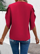 Load image into Gallery viewer, Lace Detail V-Neck Half Sleeve Blouse
