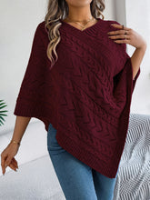 Load image into Gallery viewer, Cable-Knit Openwork Three-Quarter Sleeve Sweater