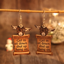 Load image into Gallery viewer, Donkey Letter Wooden Dangle Earrings