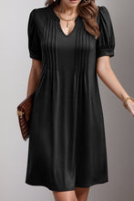 Load image into Gallery viewer, Pin-Tuck Notched Short Sleeve Dress