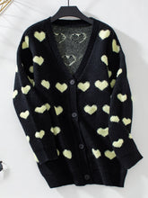 Load image into Gallery viewer, Heart V-Neck Button Up Long Sleeve Cardigan