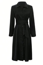 Load image into Gallery viewer, Collared Neck Long Sleeve Midi Shirt Dress
