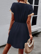 Load image into Gallery viewer, Devine Contrast Trim V-Neck Short Sleeve Mini Dress