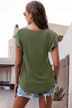 Load image into Gallery viewer, Ruffled Round Neck Cap Sleeve Blouse