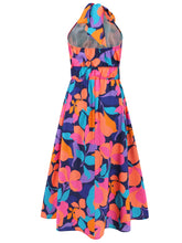 Load image into Gallery viewer, Ruched Printed Halter Neck Sleeveless Dress