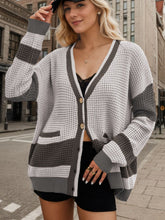 Load image into Gallery viewer, Contrast Button Up Long Sleeve Cardigan