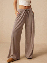 Load image into Gallery viewer, Ribbed Drawstring Wide Leg Pants