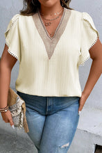 Load image into Gallery viewer, Plus Size V-Neck Petal Sleeve Blouse