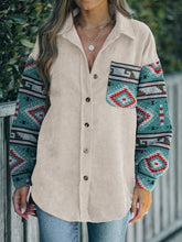 Load image into Gallery viewer, Perfee Pocketed Geometric Collared Neck Shacket