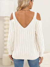 Load image into Gallery viewer, Cable-Knit V-Neck Long Sleeve Sweater