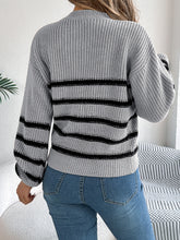 Load image into Gallery viewer, Striped Round Neck Long Sleeve Sweater