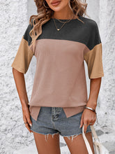 Load image into Gallery viewer, Color Block Round Neck Half Sleeve T-Shirt