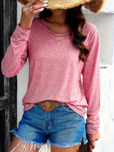 Load image into Gallery viewer, Crisscross V-Neck Long Sleeve T-Shirt