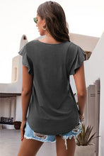 Load image into Gallery viewer, Ruffled Round Neck Cap Sleeve Blouse