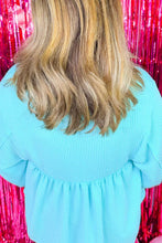 Load image into Gallery viewer, Plus Size Textured Peplum Long Sleeve Blouse