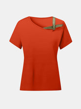 Load image into Gallery viewer, Asymmetrical Neck Short Sleeve T-Shirt