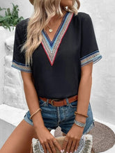 Load image into Gallery viewer, Full Size V-Neck Short Sleeve Blouse