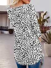 Load image into Gallery viewer, Full Size Side Zip Printed V-Neck Long Sleeve T-Shirt