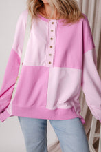 Load image into Gallery viewer, Color Block Half Button Long Sleeve Sweatshirt