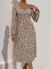 Load image into Gallery viewer, Tied Slit Printed Long Sleeve Midi Dress