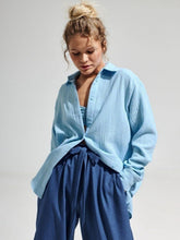Load image into Gallery viewer, Textured Collared Neck Long Sleeve Shirt