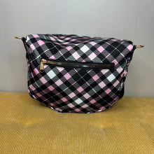 Load image into Gallery viewer, The Roni Nylon Crossbody - Black Pink Plaid