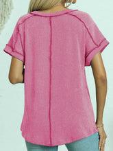 Load image into Gallery viewer, Exposed Seam V-Neck Short Sleeve Top
