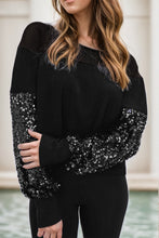 Load image into Gallery viewer, Sequin Boat Neck Long Sleeve Blouse