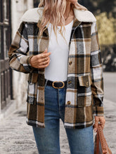 Load image into Gallery viewer, Perfee Pocketed Plaid Button Up Collared Neck Jacket