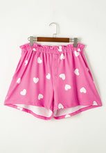Load image into Gallery viewer, Heart Round Neck Long Sleeve Top and Elastic Waist Shorts Set