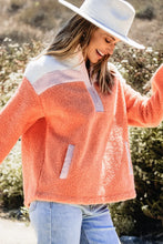 Load image into Gallery viewer, Contrast Half Zip Long Sleeve Sweatshirt