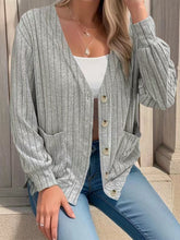 Load image into Gallery viewer, Full Size Button Up V-Neck Long Sleeve Cardigan